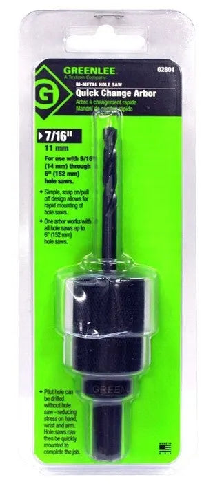 Greenlee 2801 - Eje de cambio rápido de 7/16 pulg. de repuesto para