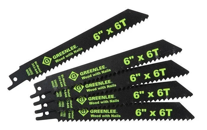 Cuchilla para sierra alternativa de 6 pulg. x 6 T (paquete de 5) Greenlee - Sacabocados
