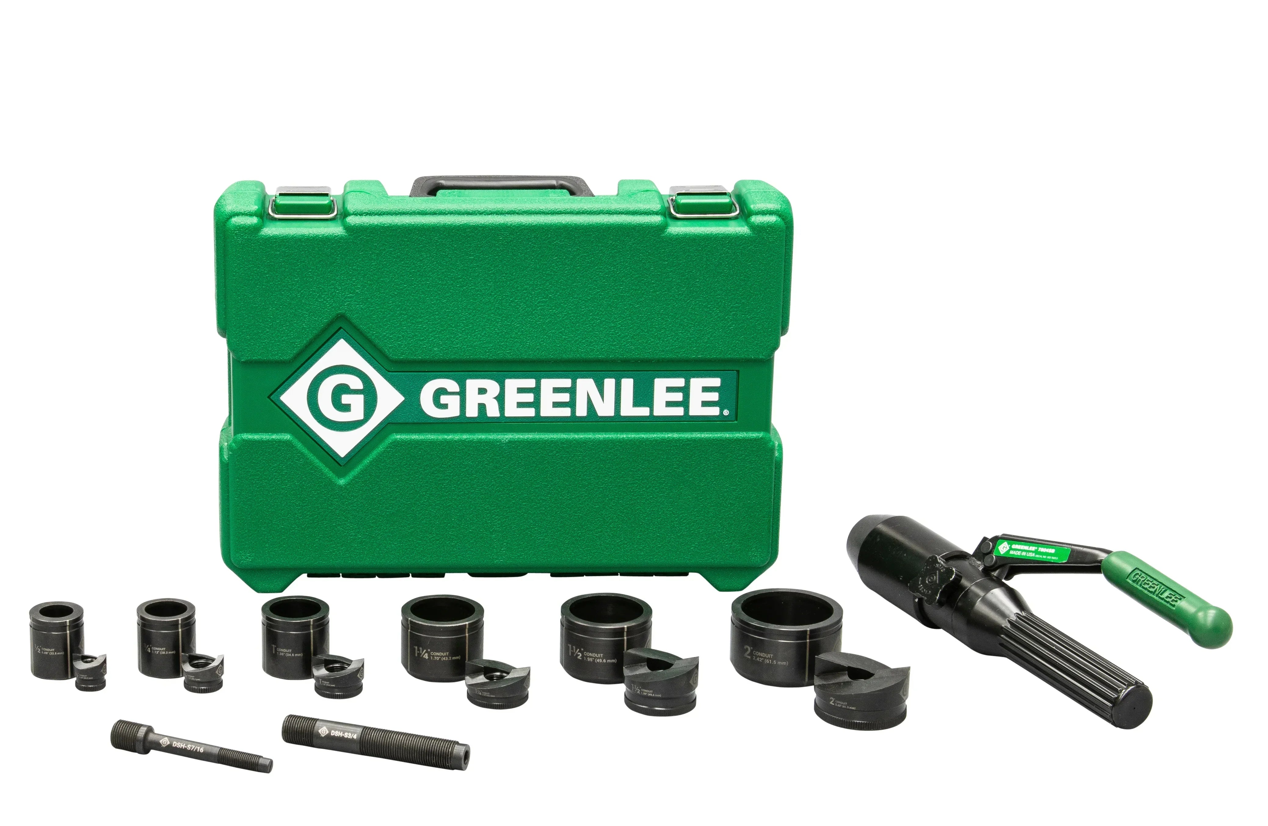 Kit de sacabocados hidráulico de 8 toneladas Quick Draw con Slug-Buster de 1/2 pulg. a 2 pulg. Greenlee - Sacabocados