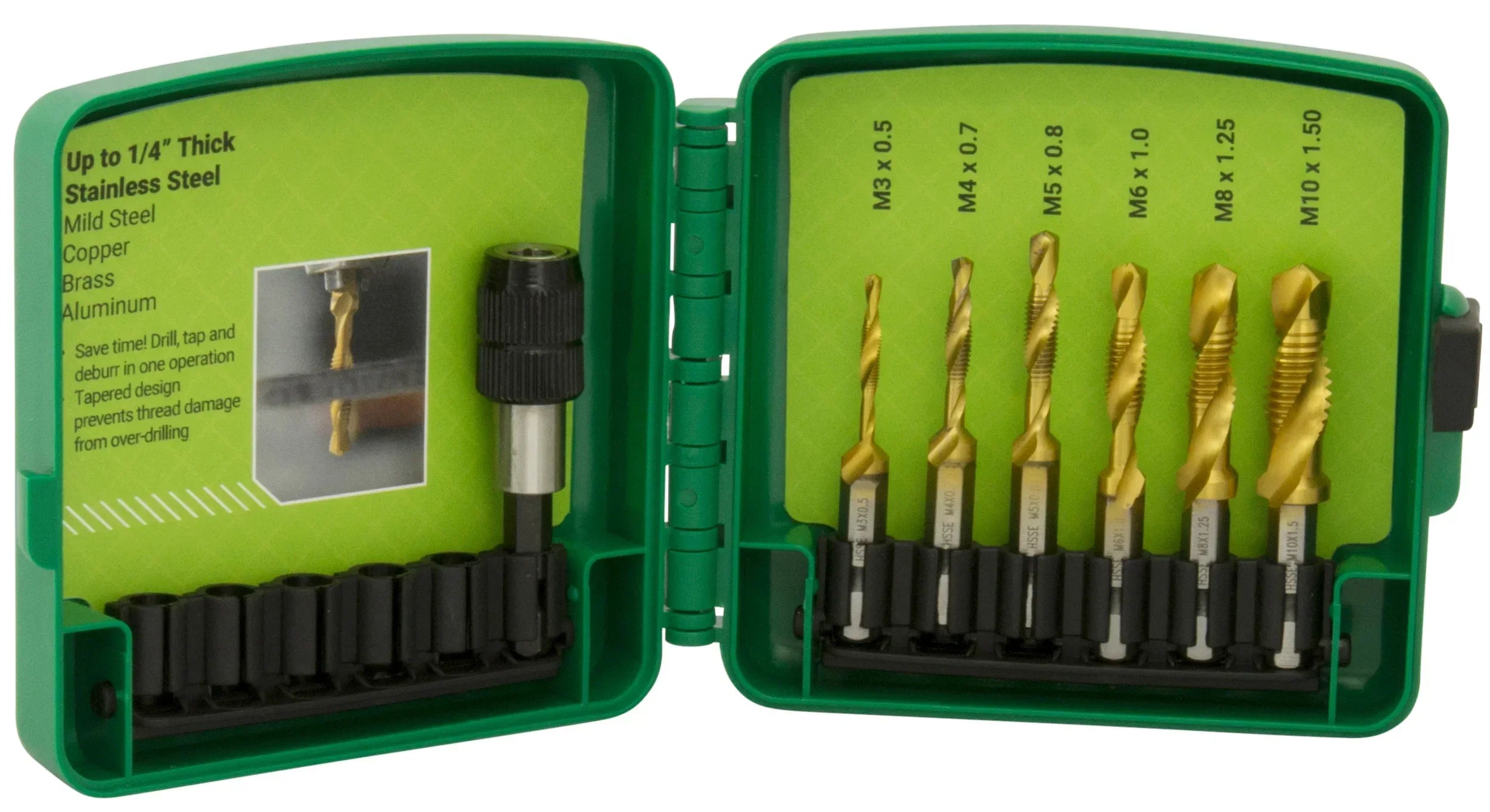 Kit de brocas macho de 7 piezas para acero inoxidable (métrico) Greenlee - Sacabocados