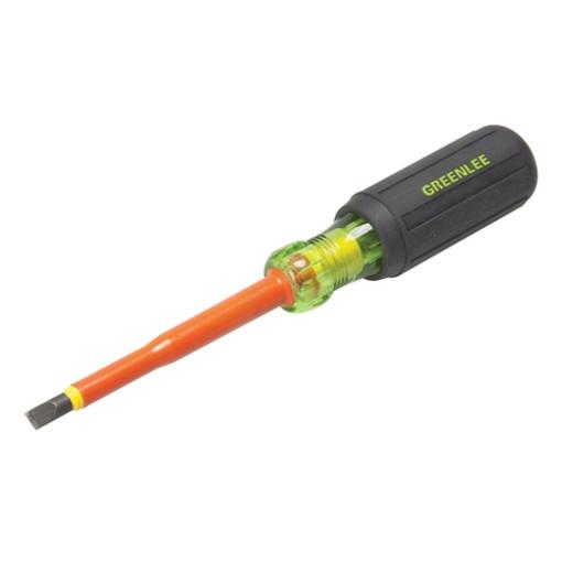 Destornillador aislado de punta recta de 1/4 pulg. x 4 pulg. Greenlee - Herramientas Manuales