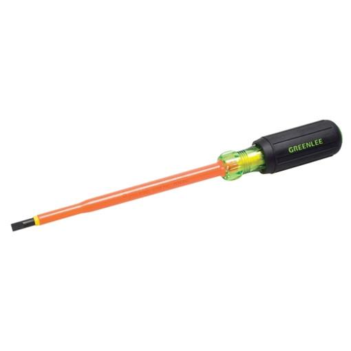 Destornillador aislado de punta recta de 3/16 pulg. x 6 pulg. Greenlee - Herramientas Manuales
