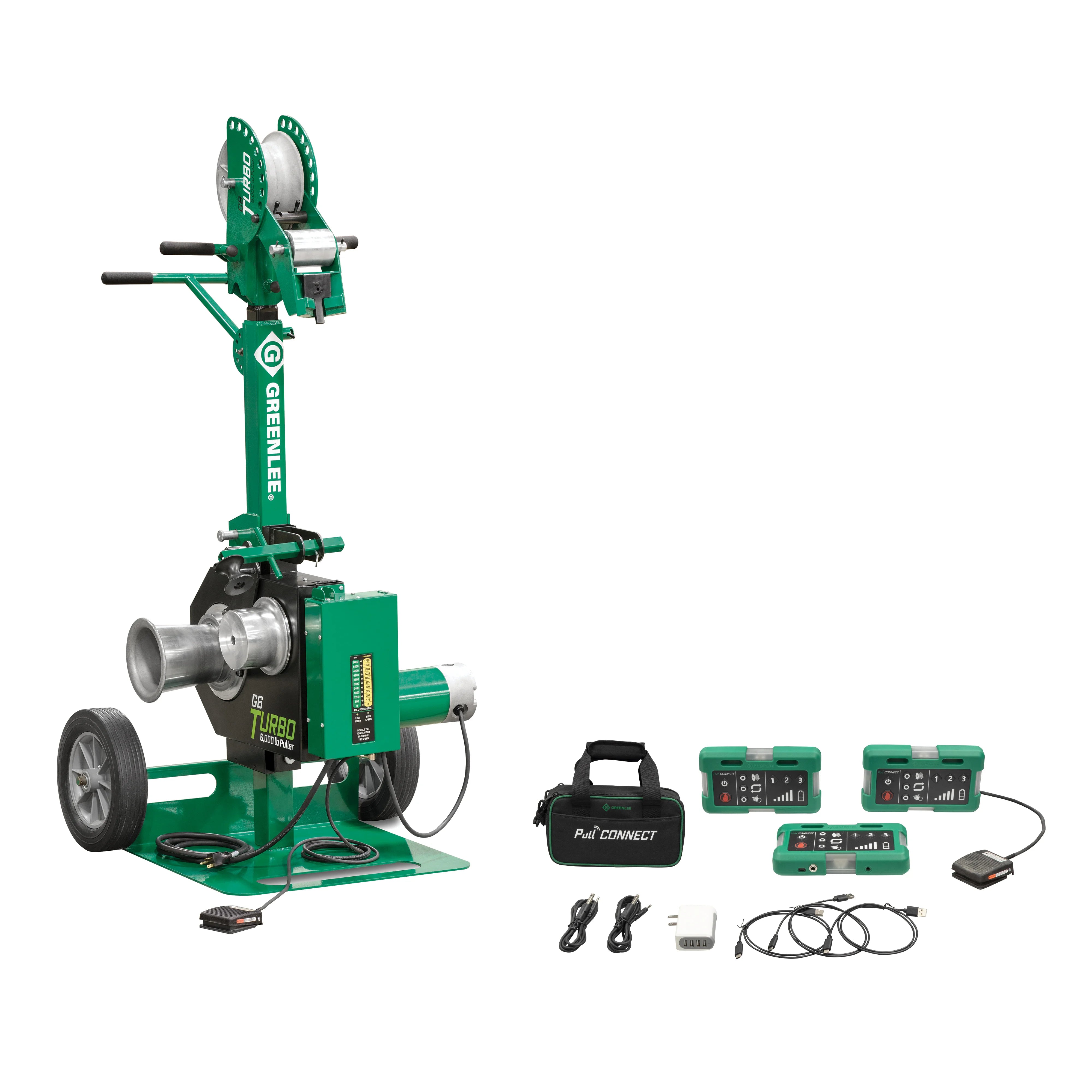 Traccionador de cables G6 Turbo™ de 6,000 lb con kit Pull Connect Greenlee - Pasacables y Traccionadores