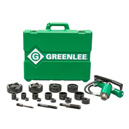 Kit de sacabocado hidráulico de 11 toneladas con bomba manual y Slug-Buster de 1/2 pulg. a 4 pulg. Greenlee - Sacabocados